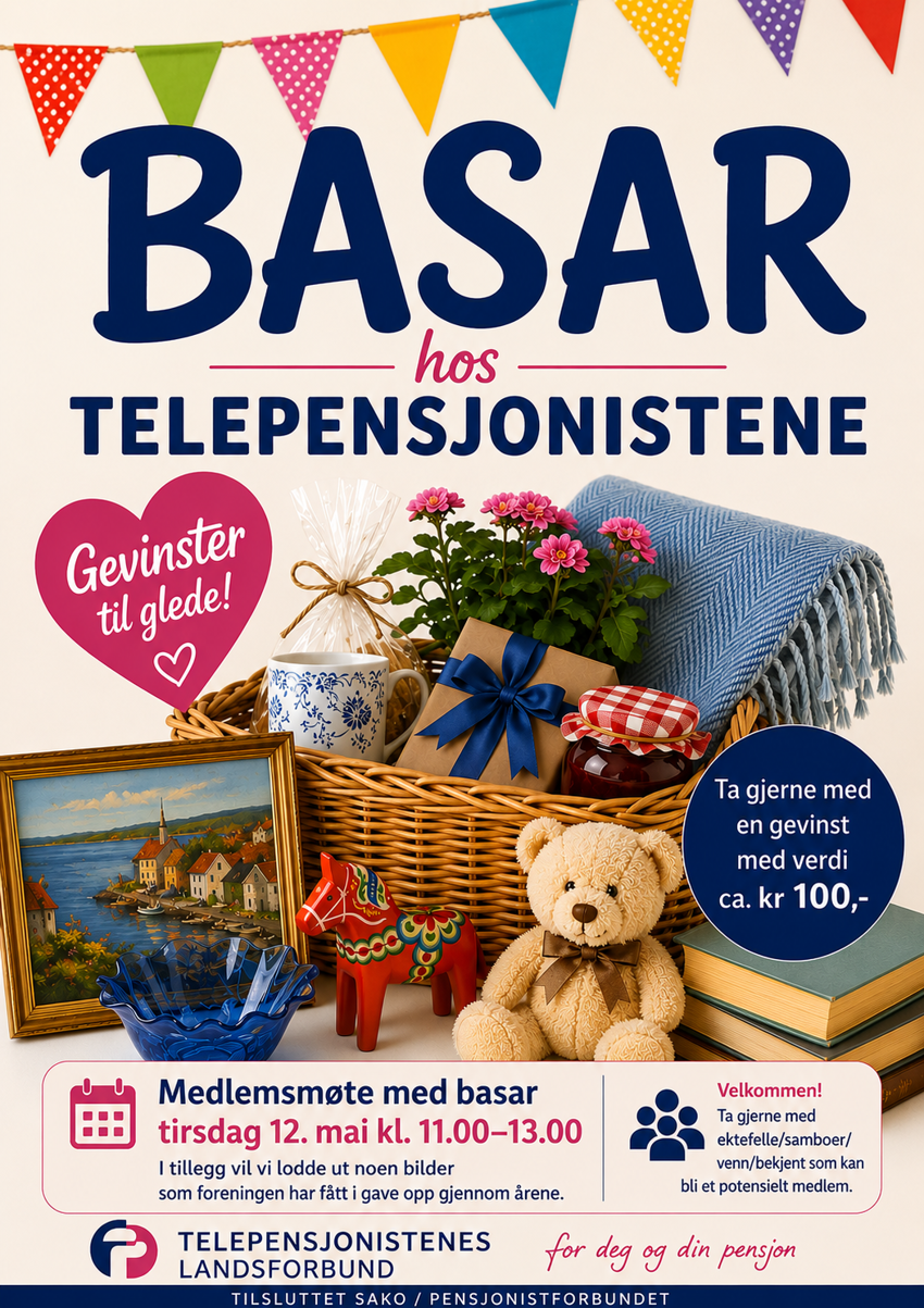 Medlemsmøte 12.mai 2026, Basar